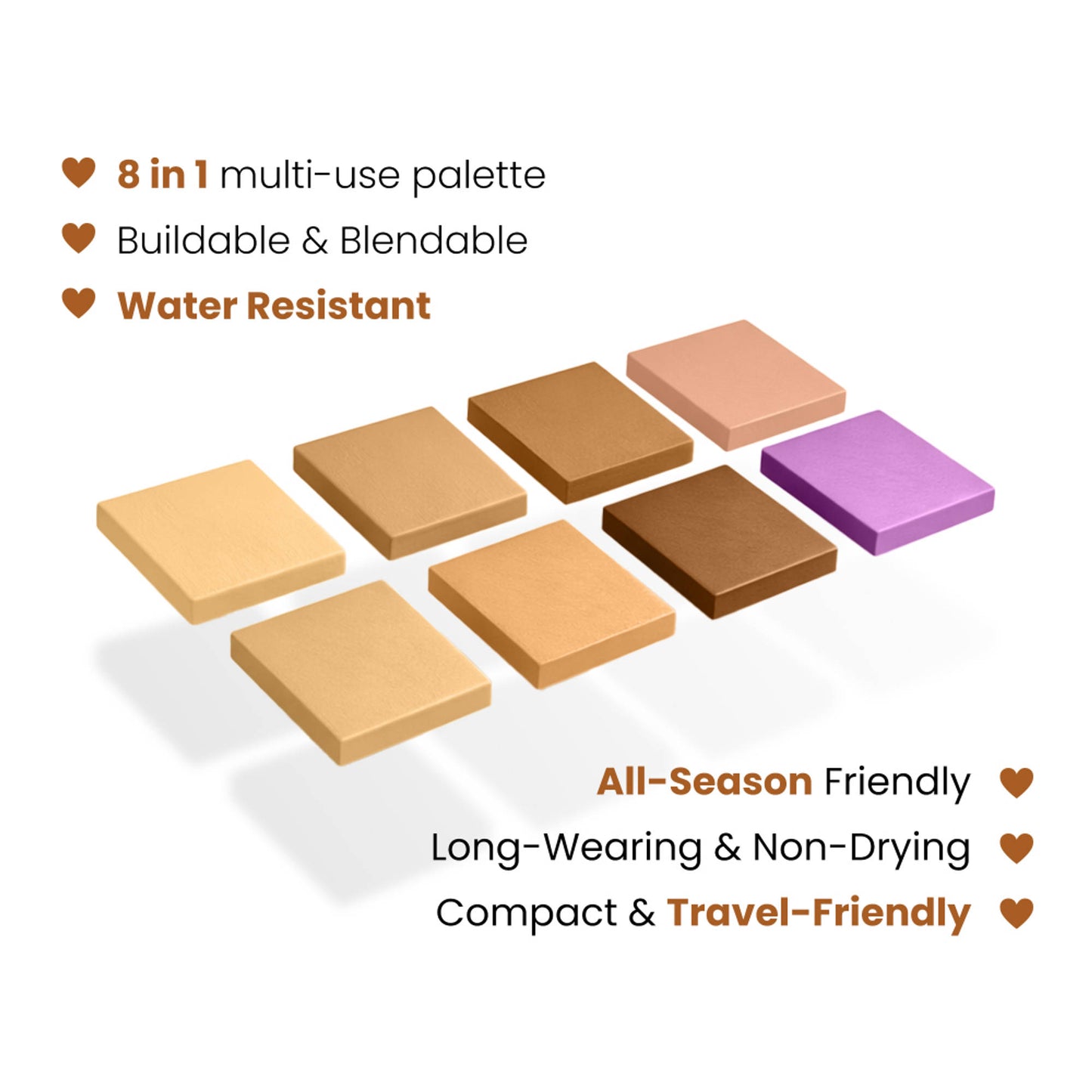Mila Beauté Perfect Cover Concealer Palette, 8 In 1 Conceal, Correct & Contour - Light