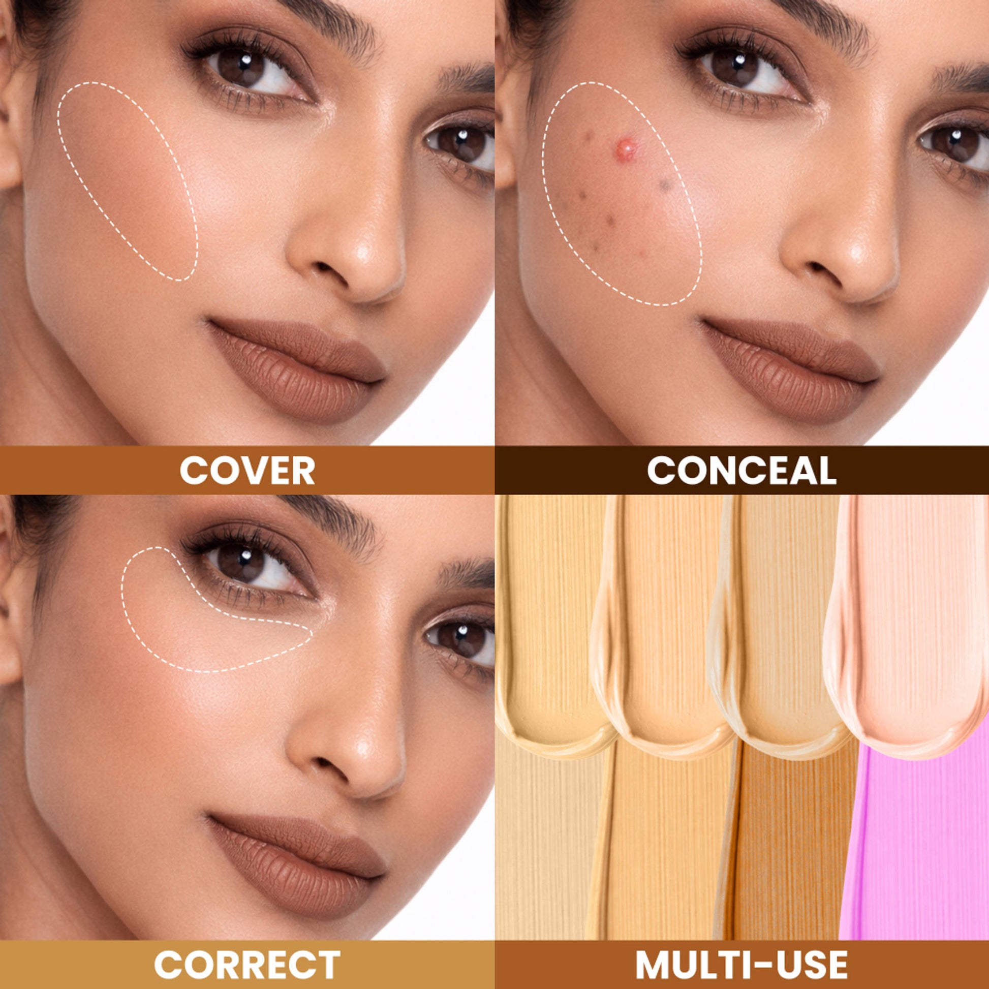 Mila Beauté Perfect Cover Concealer Palette, 8 In 1 Conceal, Correct & Contour - Light