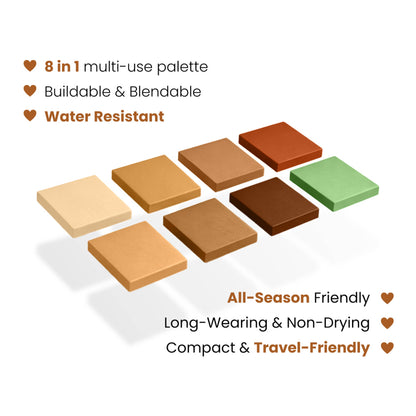Mila Beauté Perfect Cover Concealer Palette, 8 In 1 Conceal, Correct & Contour - Medium