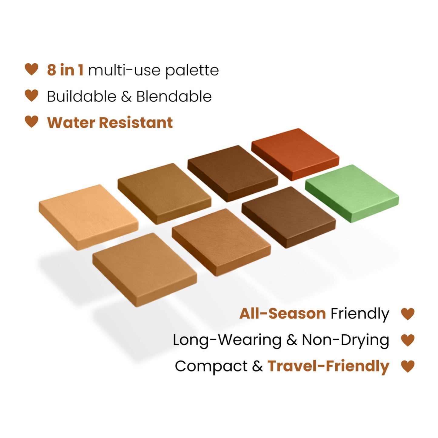 Mila Beauté Perfect Cover Concealer Palette, 8 In 1 Conceal, Correct & Contour - Deep