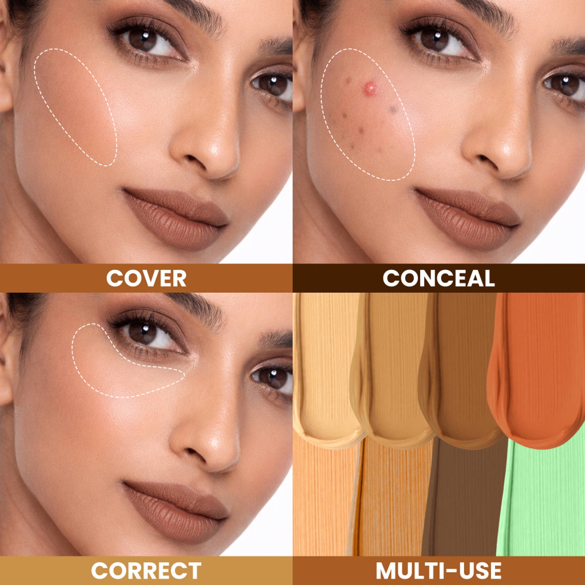 Mila Beauté Perfect Cover Concealer Palette, 8 In 1 Conceal, Correct & Contour - Deep