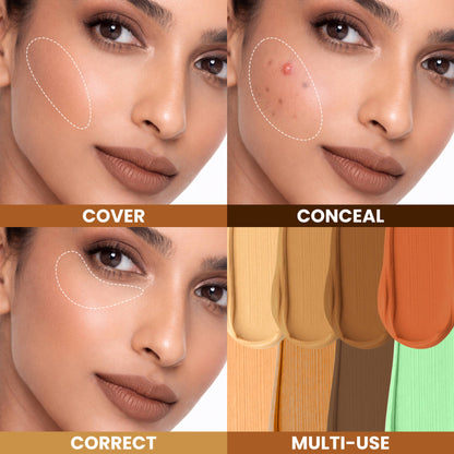 Mila Beauté Perfect Cover Concealer Palette, 8 In 1 Conceal, Correct & Contour - Deep