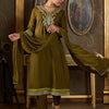 Dhiyona IE Floral Embroidered Thread Work V Neck Kurta With Trousers & Dupatta