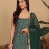 Dhiyona VA Women'sBandhani Gotta Patti Kurta with Sharara & Fringed Dupatta.
