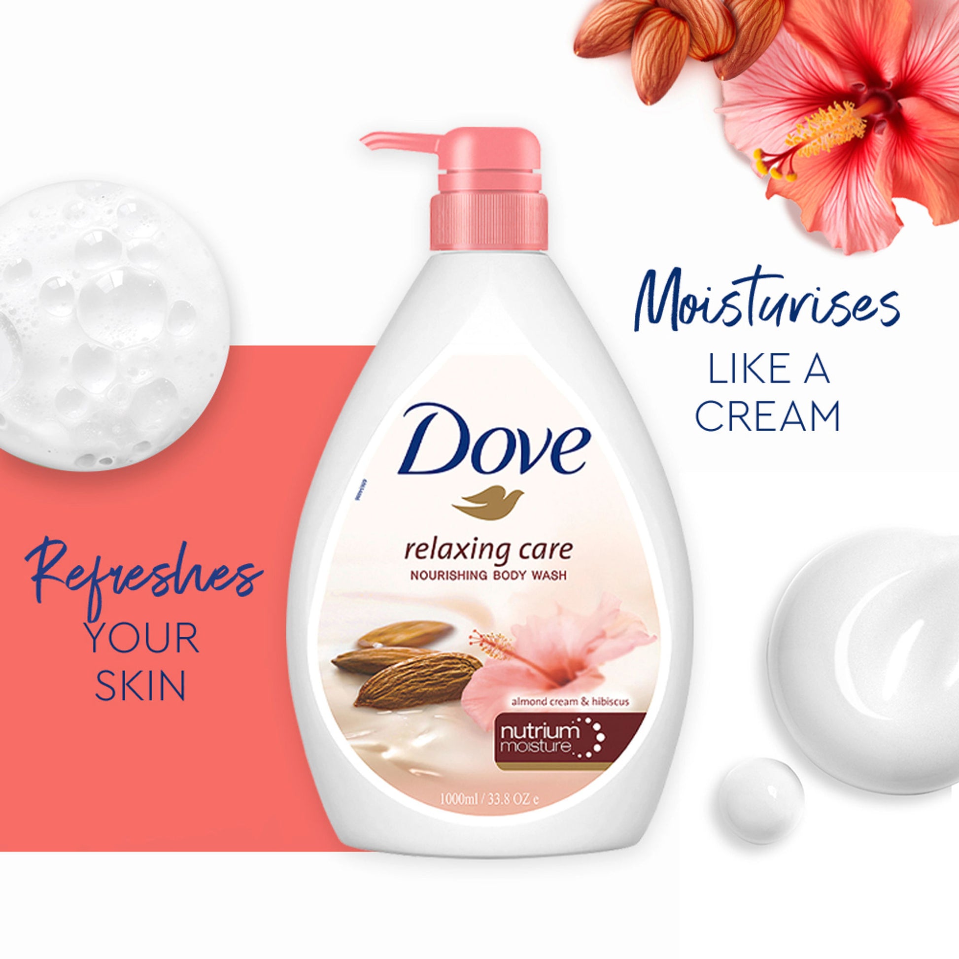 Dove Body Wash - Relaxing Care Almond Cream & Hibiscus Nourishing