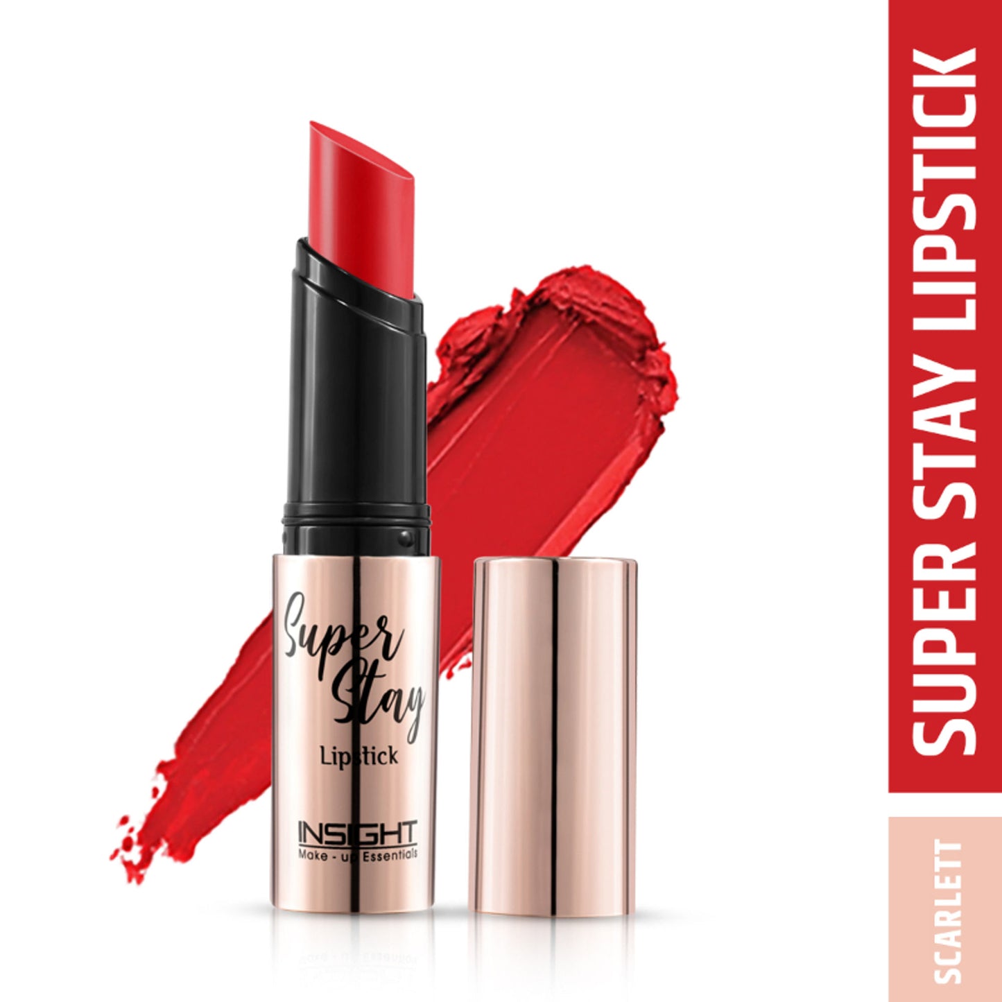 Insight Cosmetics Super Stay Lipstick, Long Lasting Lightweight Transferproof Formula - Scarlett