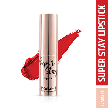 Insight Cosmetics Super Stay Lipstick, Long Lasting Lightweight Transferproof Formula - Scarlett