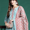 Dhiyona IE Floral Printed Pure Cotton Kurta With Trousers & Dupatta