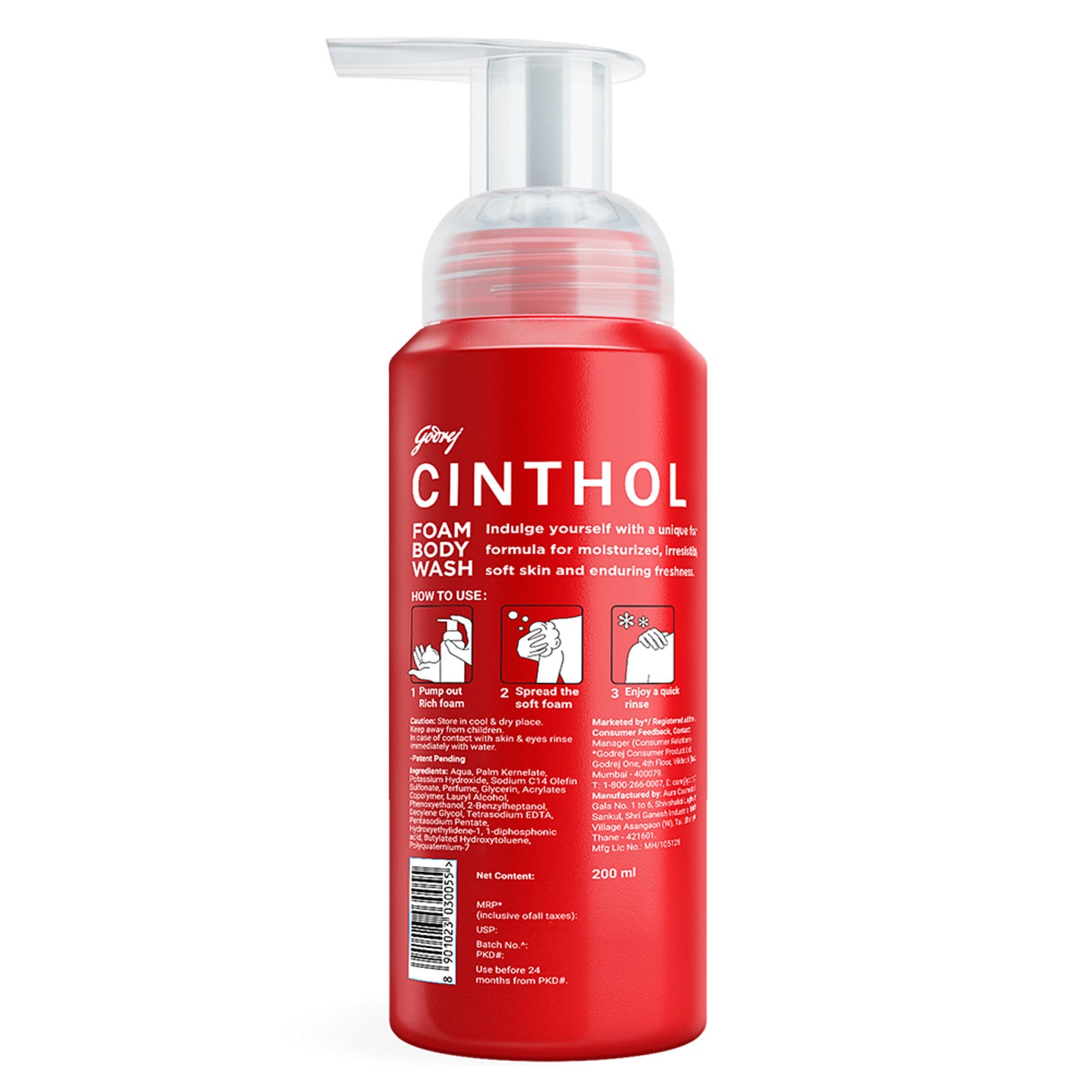 Cinthol Original Foaming Body Wash, Glycerin Shower Gel