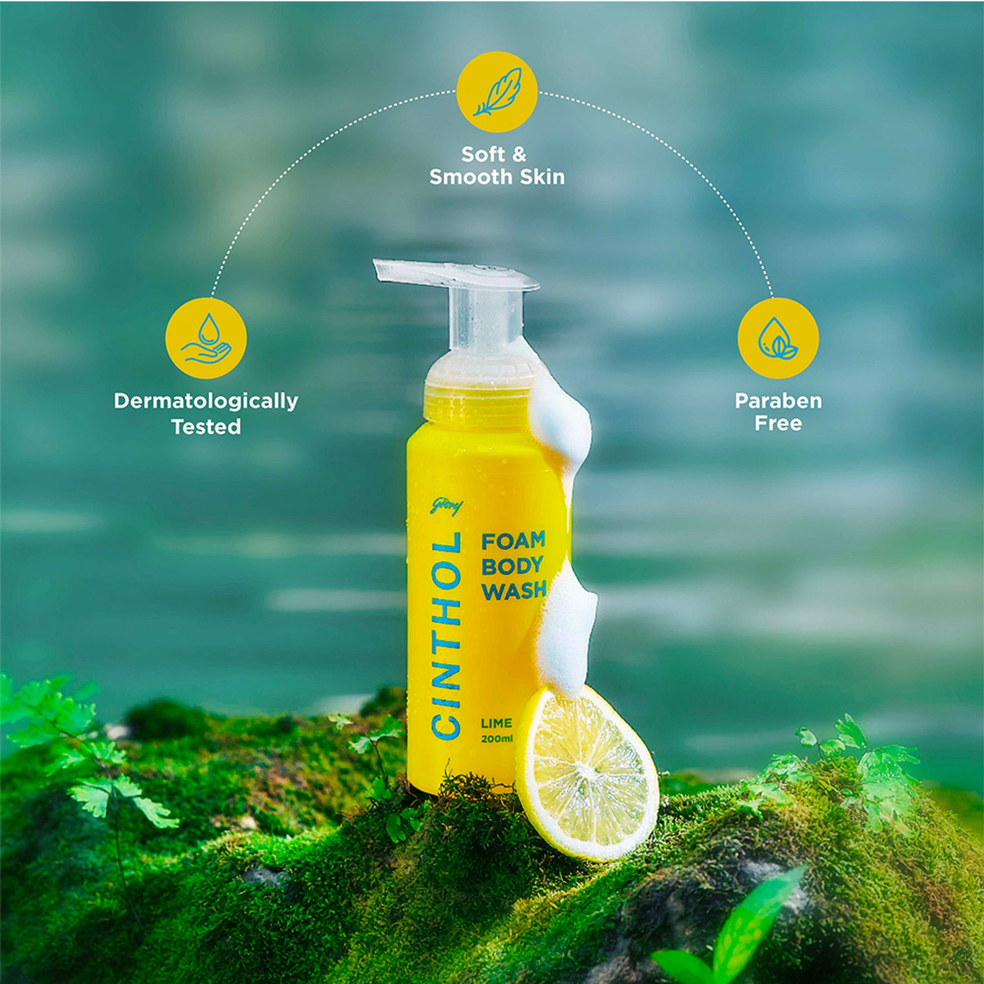 Cinthol Lime Aqua Foaming Body Wash, Glycerin Shower Gel Refill