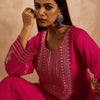 Indyancart IE Women Ethnic Motifs Embroidered Regular Sequinned Kurta with Trousers