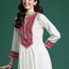 Dhiyona IE Ethnic Motifs Embroidered Pleated Mirror Work Kurta with Trousers