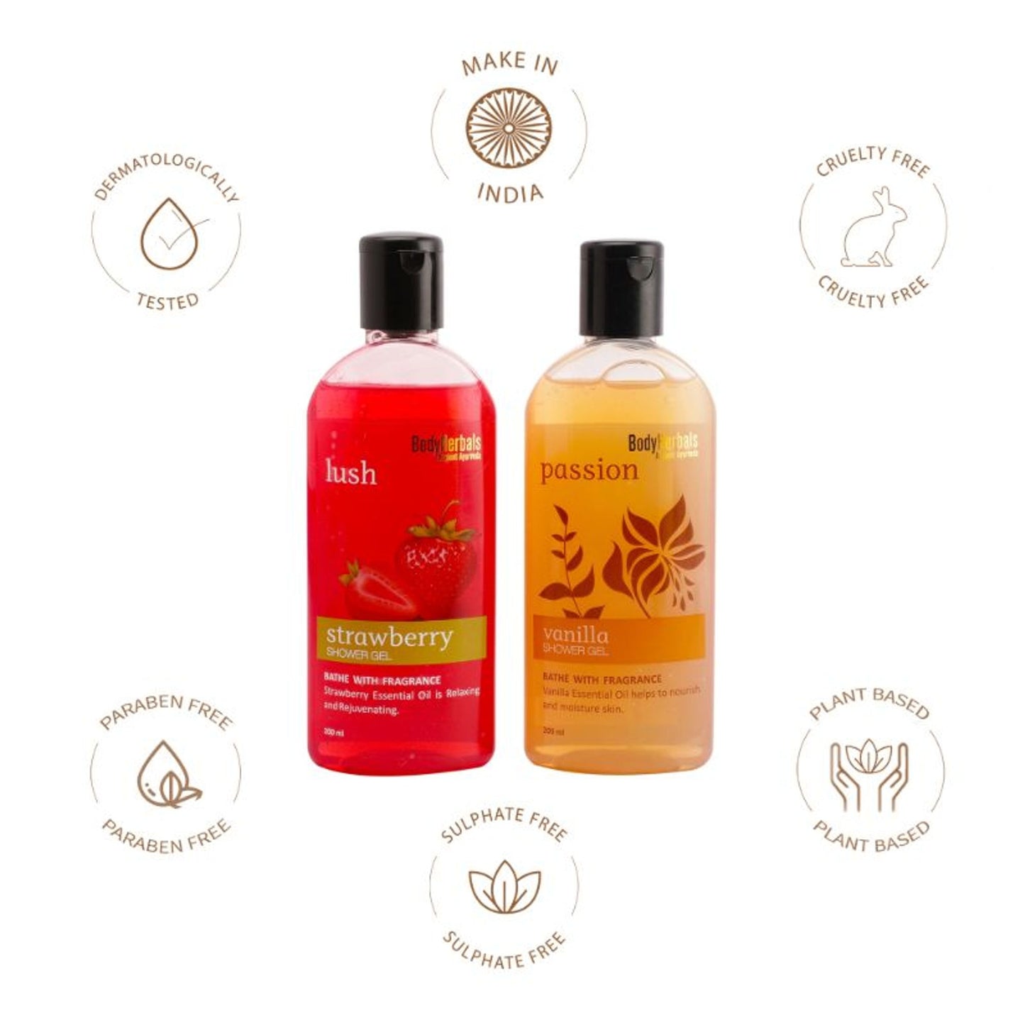 Bodyherbals Strawberry And Vanilla Aromatic Body Wash Combo