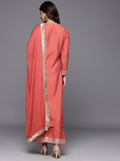Indyancart VA Women Embroidered Kurta with Palazzos & Dupatta