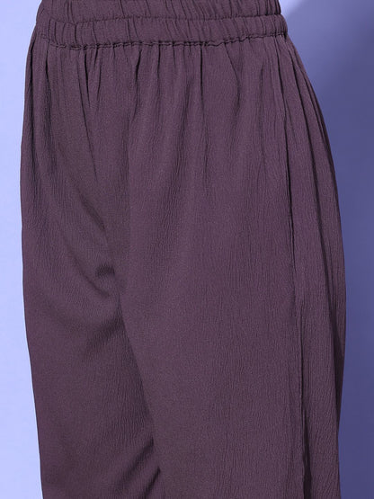 Indyancart VA Women's Panelled Silk Crepe Kurta with Trousers & With Dupatta