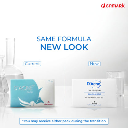 D'Acne Body & Face Soap for Acne-Prone and Oily Skin, Visible Acne Reduction in 10 Days