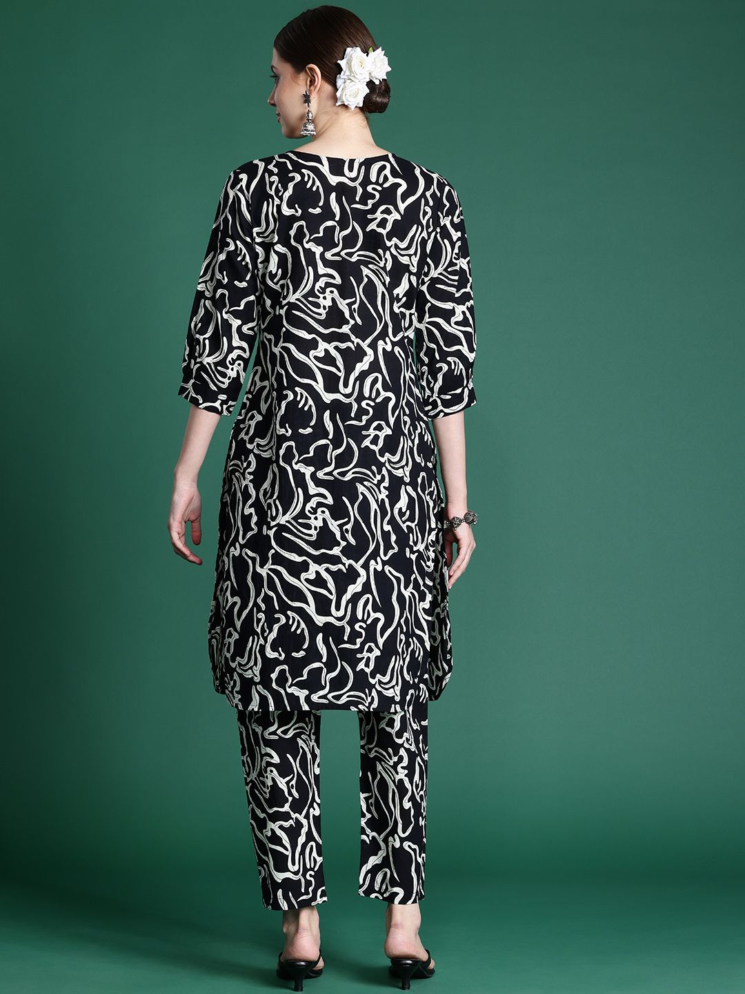 Indyancart IE Women Printed Pure Cotton Ethnic Co-Ords Set