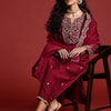 Dhiyona IE Floral Embroidered Sequinned Liva Kurta With Trousers & Dupatta