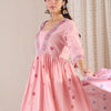 Dhiyona IE Women Floral Printed Pleated Pure Cotton Kurta with Trousers & With Dupatta
