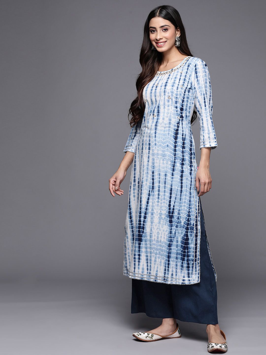 Indyancart VA Women's Dyed Pure Cotton Kurta With Palazzos & With Dupatta
