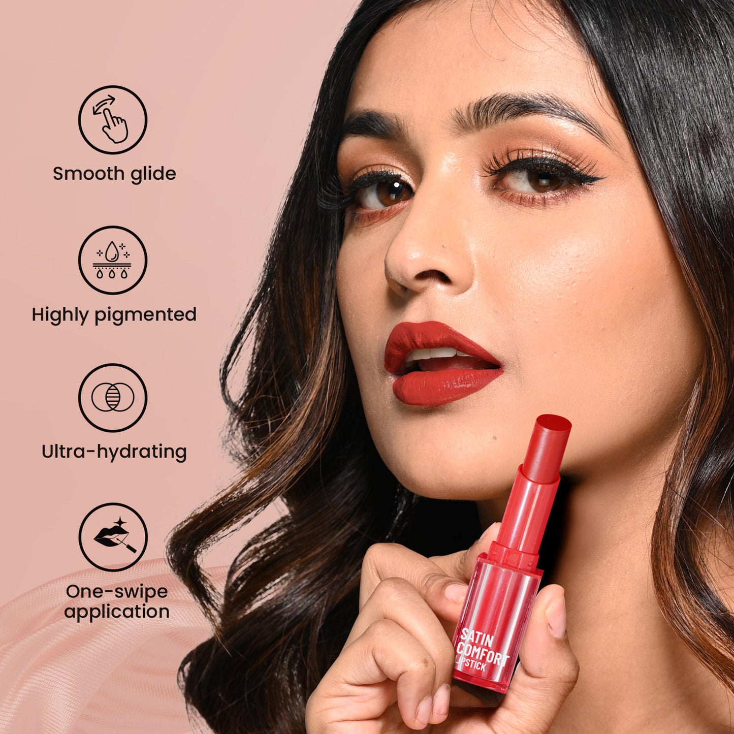 Swiss Beauty Satin Comfort Smooth Glide, Highly Pigmented , Ultra Hydrating Lipstick - 19 Burnt Maroon