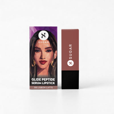 SUGAR Glide Peptide Serum Lipstick HA + Vit E Velvet Matte - 08 Lisbon Latte
