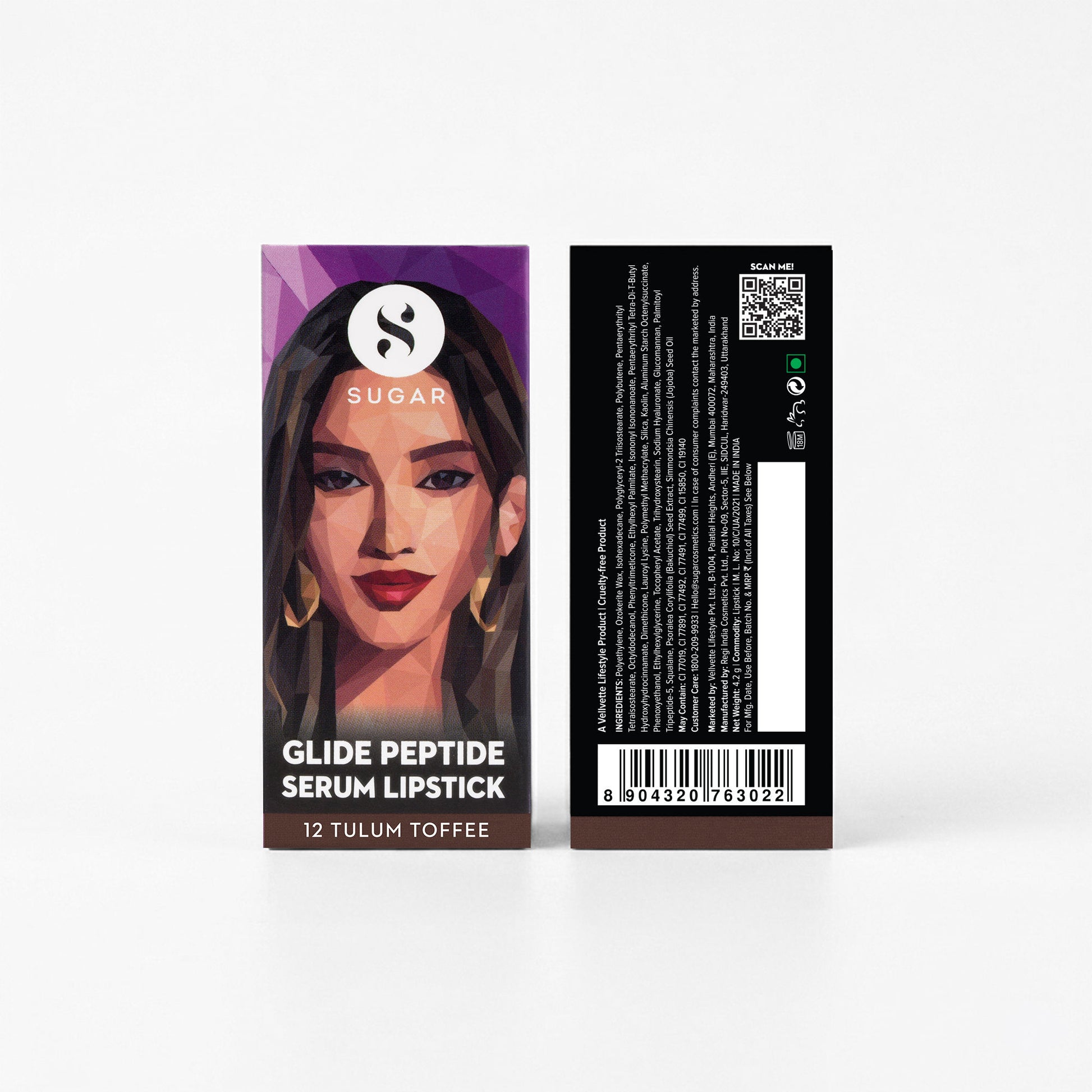 SUGAR Glide Peptide Serum Lipstick HA + Vit E Velvet Matte - 12 Tulum Toffee