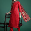 Indyancart IE Ethnic Motifs Yoke Design Thread Work Kurta with Trousers & With Dupatta