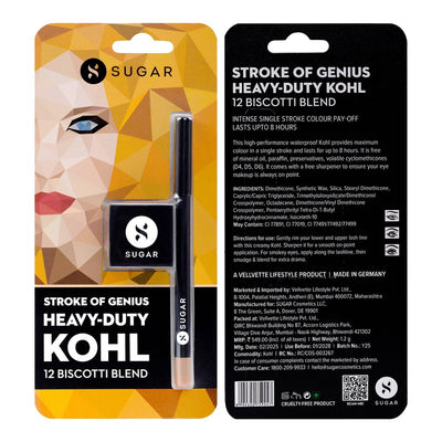 SUGAR Stroke Of Genius Heavy Duty Kohl With Free Sharpener - 12 Biscotti Blend