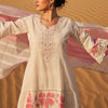 Indyancart IE Floral Embroidered Mirror Work Panelled Pure Cotton Kurta With Palazzos & Dupatta