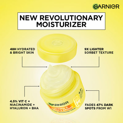 Garnier Fresh & Bright Vitamin C Sorbet Moisturizer, 4.5% Vit C, Hyaluronic Acid, Niacinamide