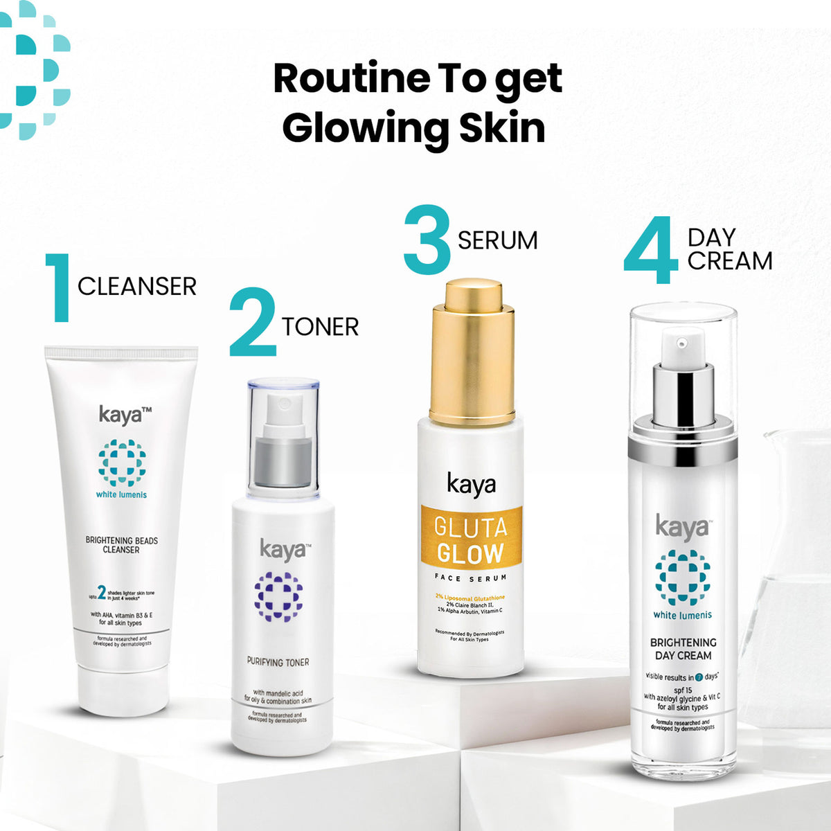 Kaya Brightening Beads Cleanser, with AHA, Vitamin B3 & E for All Skin Types
