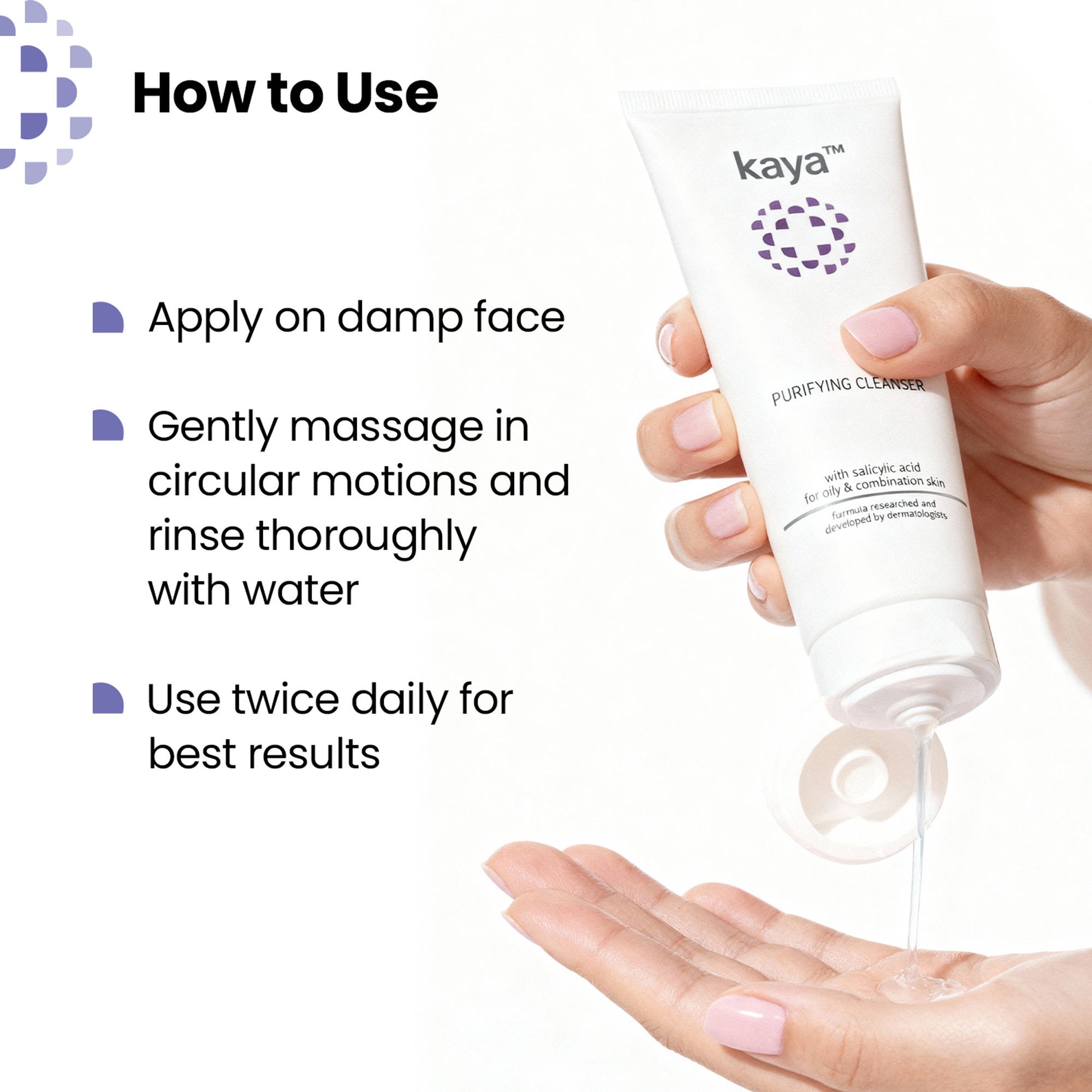 Kaya Acne Care Purifying Cleanser Salicylic Acid Face Wash Reduces Acne & Pimples for Pimple Prone Skin Face Wash for Oily Skin, 100ml