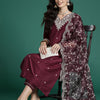 Indyancart IE Women Floral Embroidered Thread Work Kurta with Trousers & Dupatta