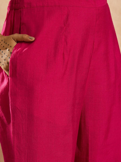 Indyancart IE Women Ethnic Motifs Embroidered Regular Sequinned Kurta with Trousers
