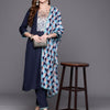Dhiyona IE Geometric Yoke Design Keyhole Neck Straight Kurta With Trousers & Dupatta