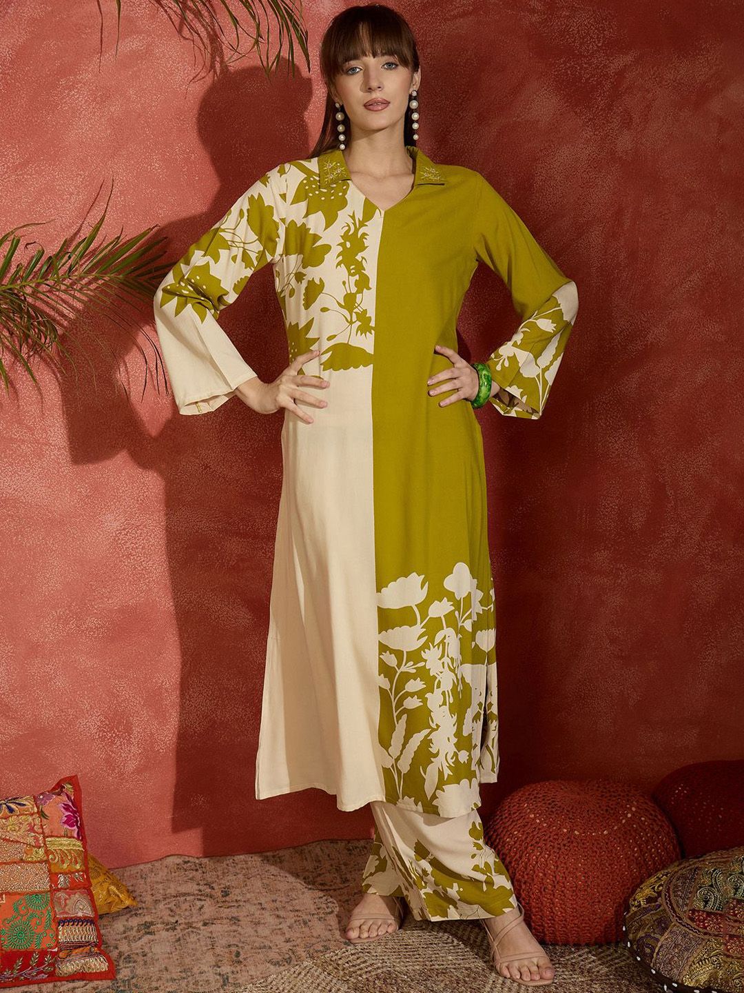 Dhiyona IE Indo era Printed A-Line Tunic & Trousers Co-Ord Set