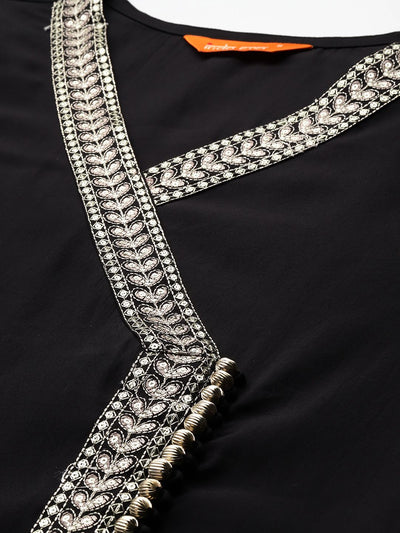 Indyancart IE Ethnic Motifs Embroidered Angrakha Kurta with Trousers & Dupatta