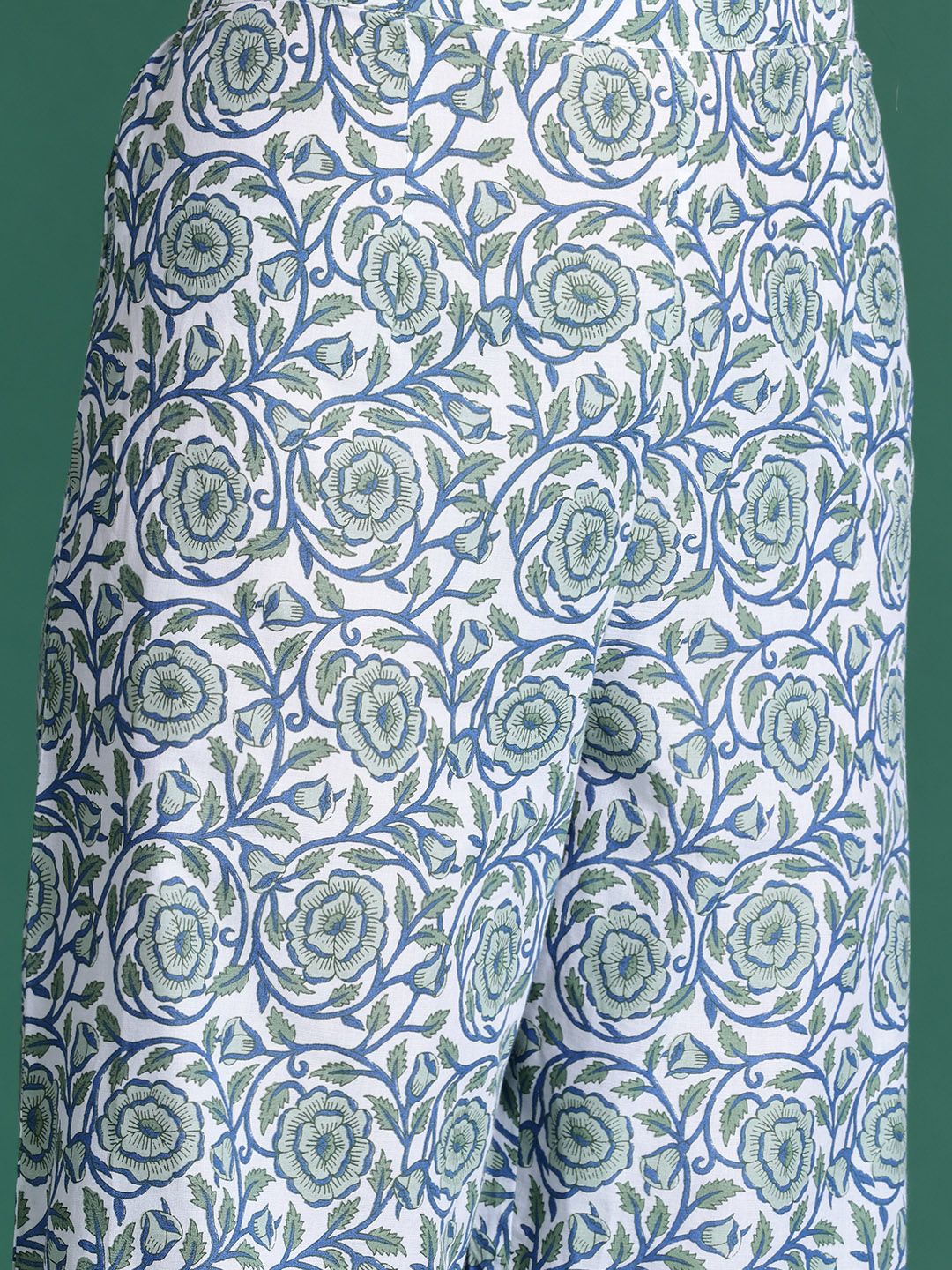 Indyancart IE Women Floral Printed Empire Pure Cotton Kurta With Palazzos & Dupatta