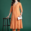 Dhiyona IE Ethnic Motifs Embroidered Pure Cotton Kurta with Trousers