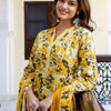 Dhiyona IE Floral Printed Mandarin Collar Pure Cotton Kurta With Trousers & Dupatta