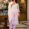 Dhiyona IE Floral Embroidered Sequinned Straight Organza Kurta With Trousers And Dupatta