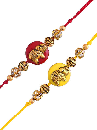Anouk Set of 2 Red Beaded Thread Rakhi