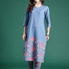 Dhiyona IE Floral Printed Regular Sequinned Pure Cotton Kurta with Trousers