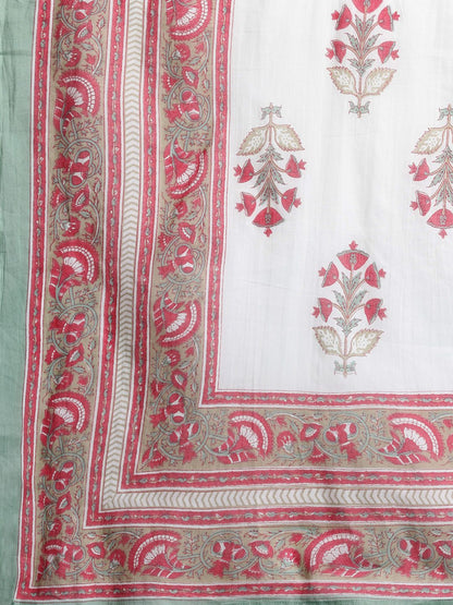Indyancart IE Floral Printed Pure Cotton Kurta with Salwar & With Dupatta