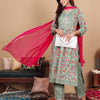 Dhiyona VA Women'sFloral Printed Notch Neck Pure Cotton Kurta with Palazzo & Dupatta