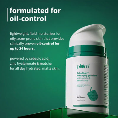 Plum SebaclearTM Mattifying Gel Crème With Matcha & Sebacic Acid