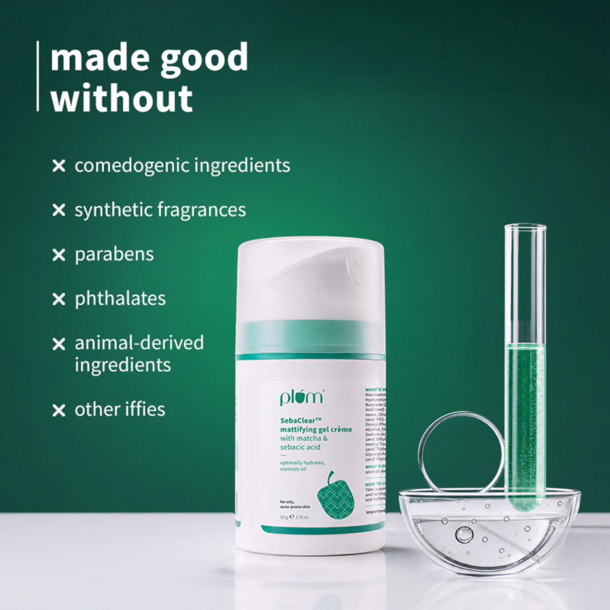 Plum SebaclearTM Mattifying Gel Crème With Matcha & Sebacic Acid