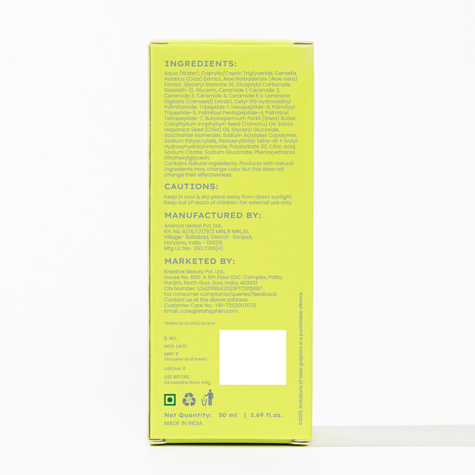 Hyphen 2% Ceramide-Peptide Complex Barrier Repair Moisturizer-Dry Skin Non-Comedogenic & Lightweight