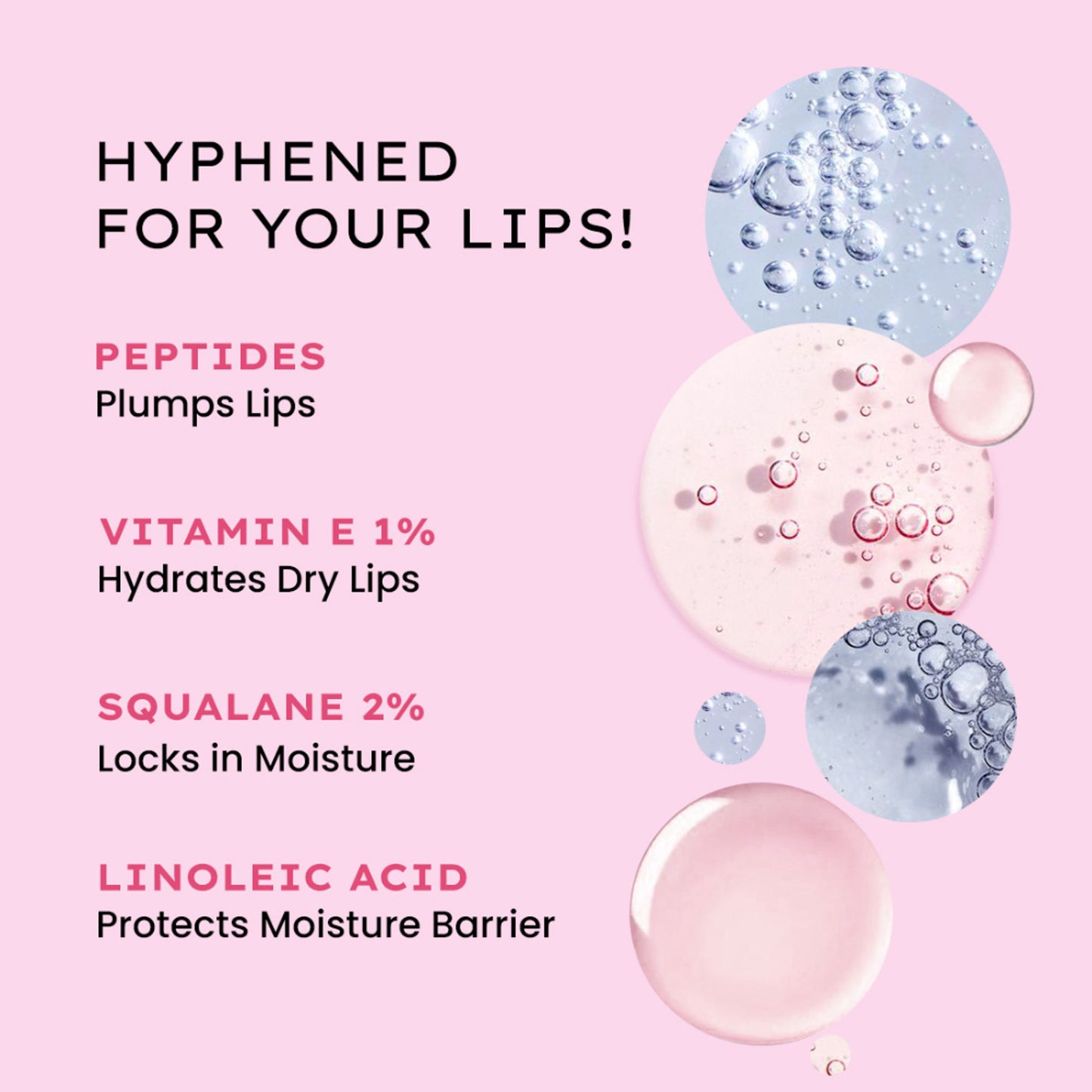 Hyphen Tinted Lip Balm - Marshmallow, 1% Vit E, 2% Squalane & Peptides, Brightens & Moisturizes